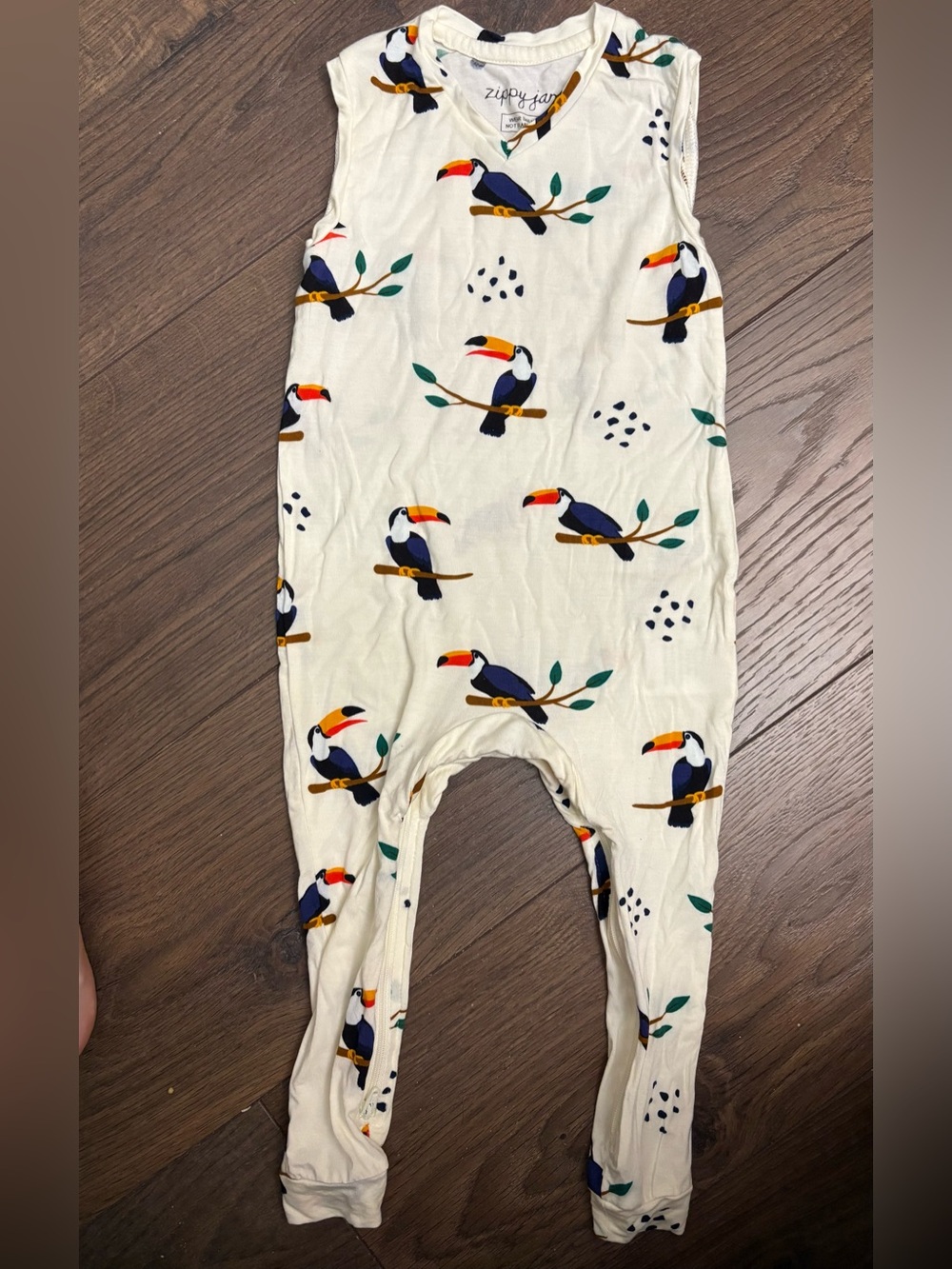 🦜ZIPPY JAMZ Toucan Print - One-Piece Romper (Bamboo)